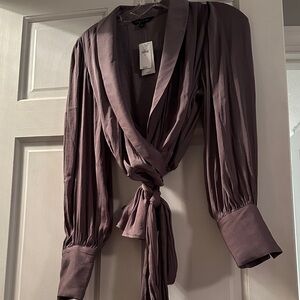 New Banana Republic Purple Wrap Blouse -Size S NWT